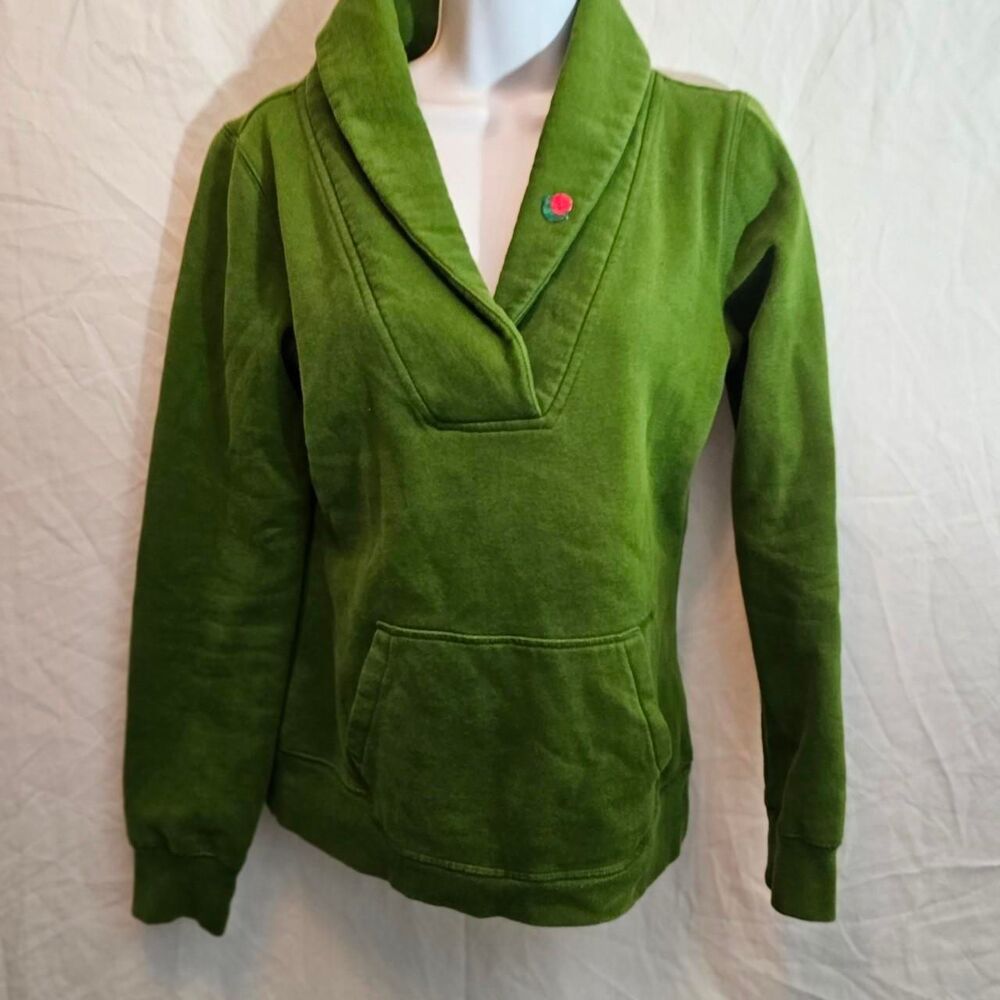 vintage y2k green collared v neck whimsical sweatshirt - Picture 2 of 4